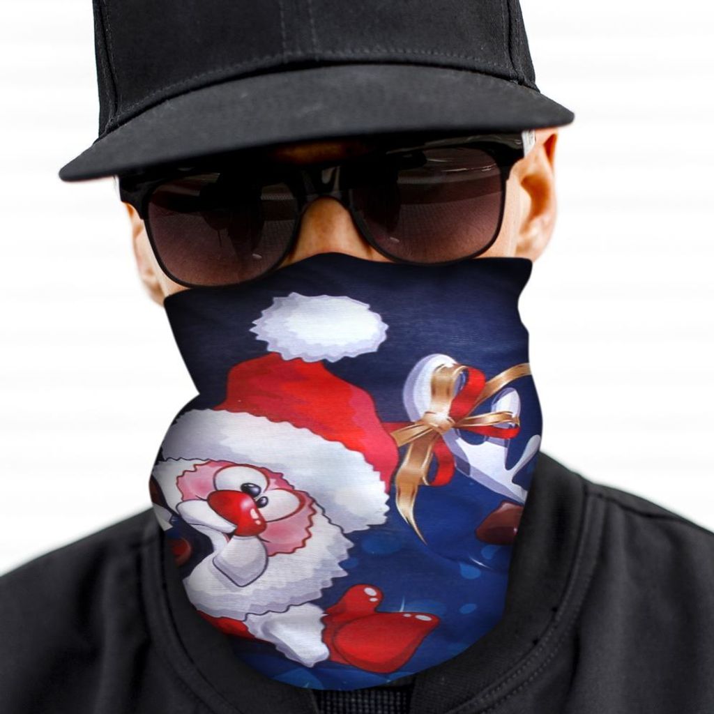 Multifunktionstuch 9 - Gesichtsmaske Schlauchschal Mund Nase Maske Halstuch Weihnachten dunkelblau