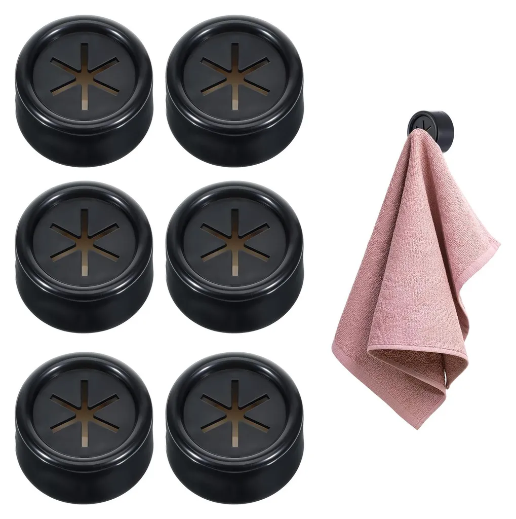Porte-serviettes adhésifs noirs sans perçage avec pinces en silicone