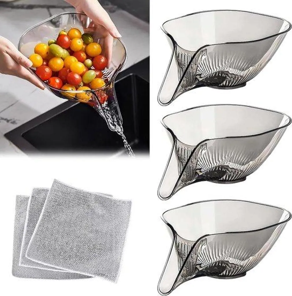 Égouttoir polyvalent avec raclette de nettoyage, modèle 3 pièces robuste