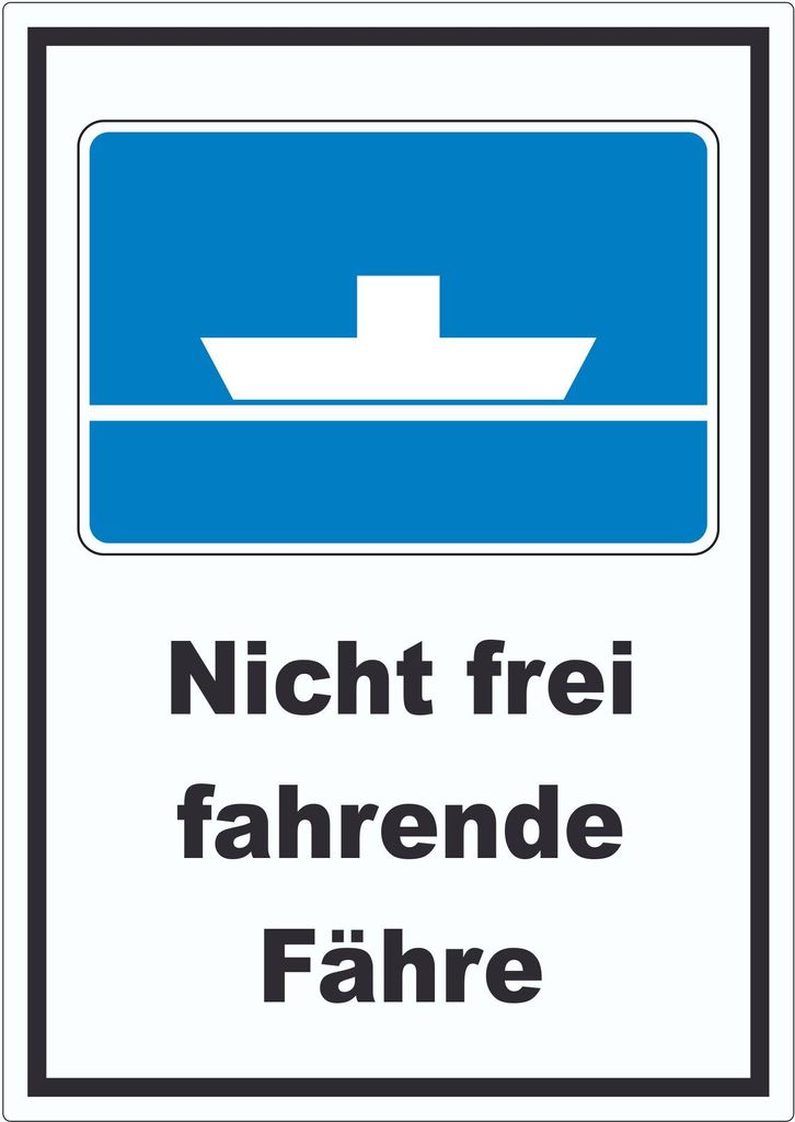 Nicht frei fahrende Fähre Symbol und Text Aufkleber A3 (297x420mm)