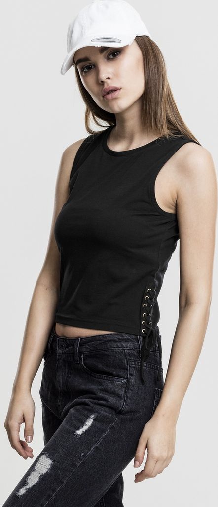 Urban Classics Top Damen Ladies Lace Up Cropped Top schwarz M