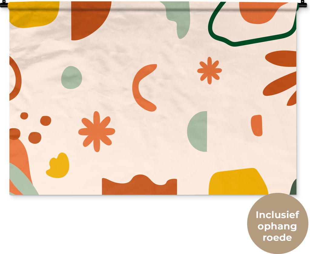 MuchoWow Wandteppich Wandbehang Formen - Muster - Blumen 150x100 cm Tapisserie Dekoration Wandtuch - Waschbar - Tapisserien - Wand-Decke