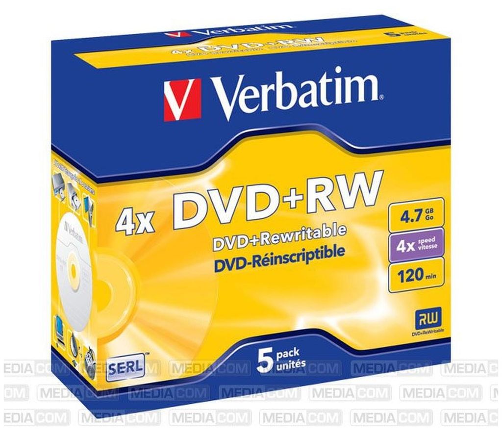 VERBATIM 43229 DVD+RW 4X Rohling 5er Jewelcase Rohling Produktbild 