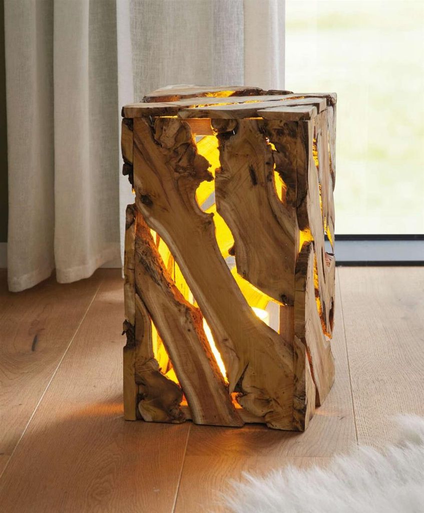 Colonne décorative "Rustikal" en bois, avec éclairage, LED Image du produit 