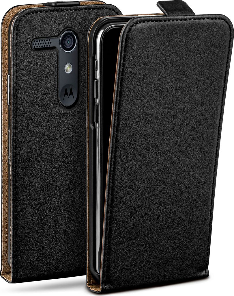 moex Flip Case kompatibel mit Motorola Moto G - Hülle mit 360 Grad Schutz, Schwarz