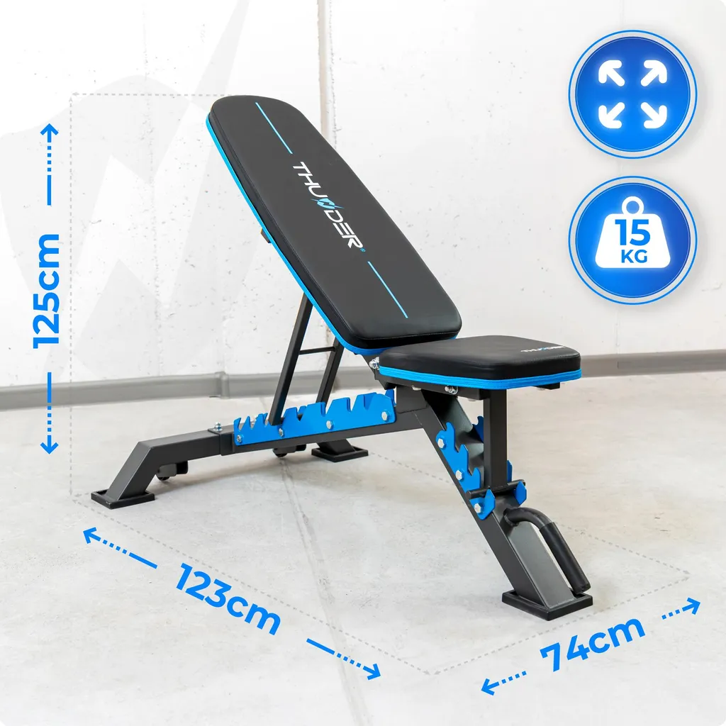 Banc de musculation résistant THUNDER® GRYND - 8 positions réglables