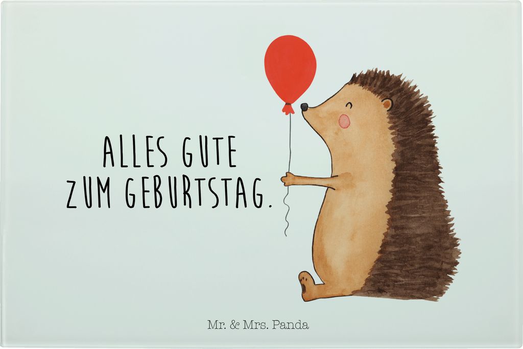 Mr. & Mrs. Panda Hackbrett Igel Luftballon - Weiß - Geschenk, Geburtstag, Lustige Sprüche, Ballon, Glückwunsch, Schneidebrett Glas, schneidbrett...