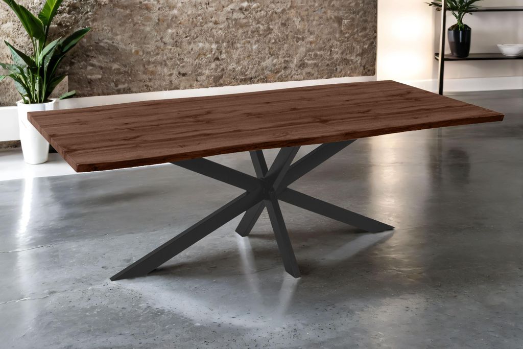 Esstisch 220x100 cm Baumkante Holz Nussbaum-Optik Produktbild 