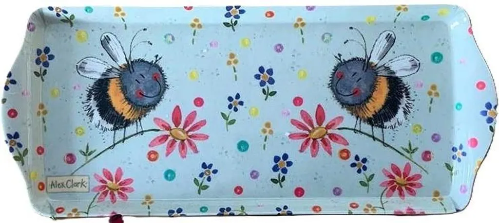 Plateau de cuisine moyen Abeilles et fleurs en mélamine décorée 38x28cm