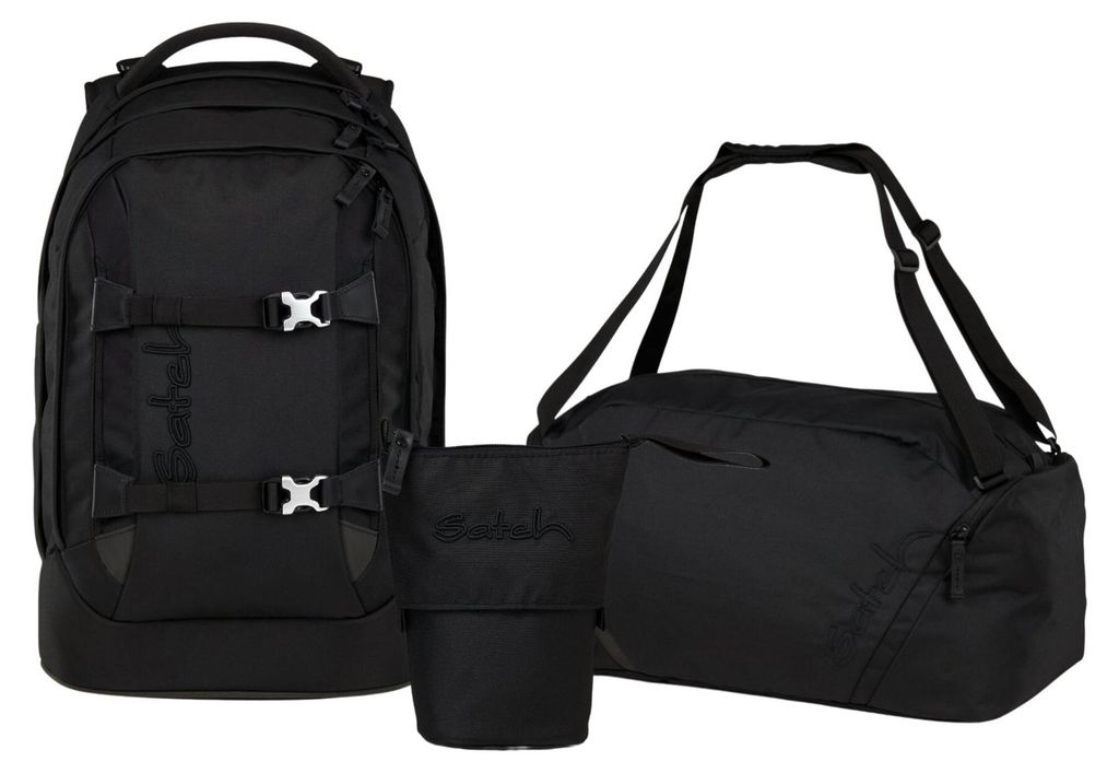 Satch, Schulrucksack-Set PACK Nordic Black 3-teilig, ab 5. Klasse