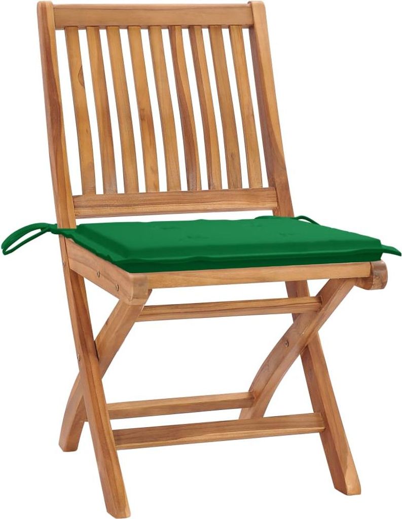 vidaXL Klappbare Gartenstühle mit Kissen 4 Stk. Massivholz Teak