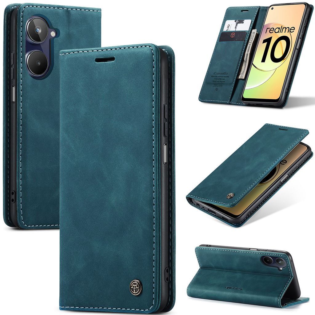 Leder Flip Case Für Oppo Realme X50 5G – Mit Kartenfächern, Magnetverschluss & Ständerfunktion, Blau