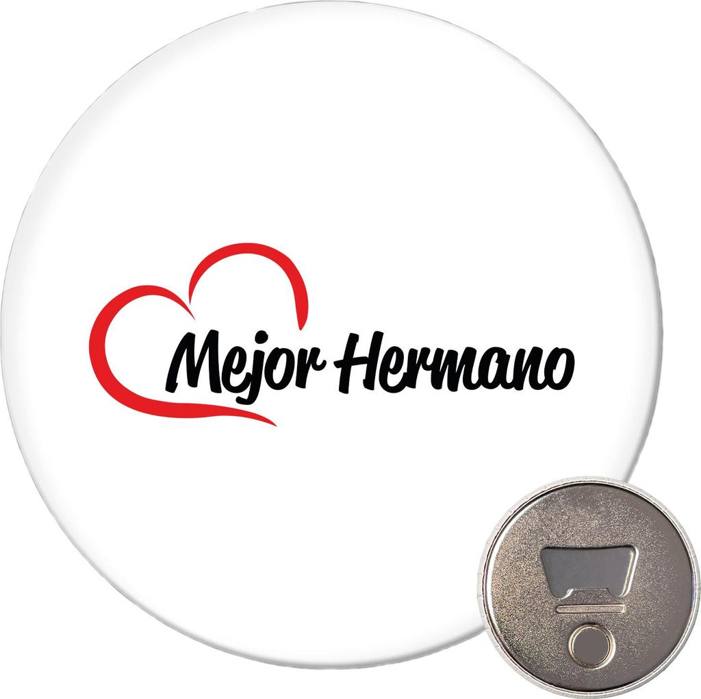 Huuraa Magnet Mejor Hermano Corazón 59mm Kühlschrankmagnet rund Flaschenöffner Geschenkidee