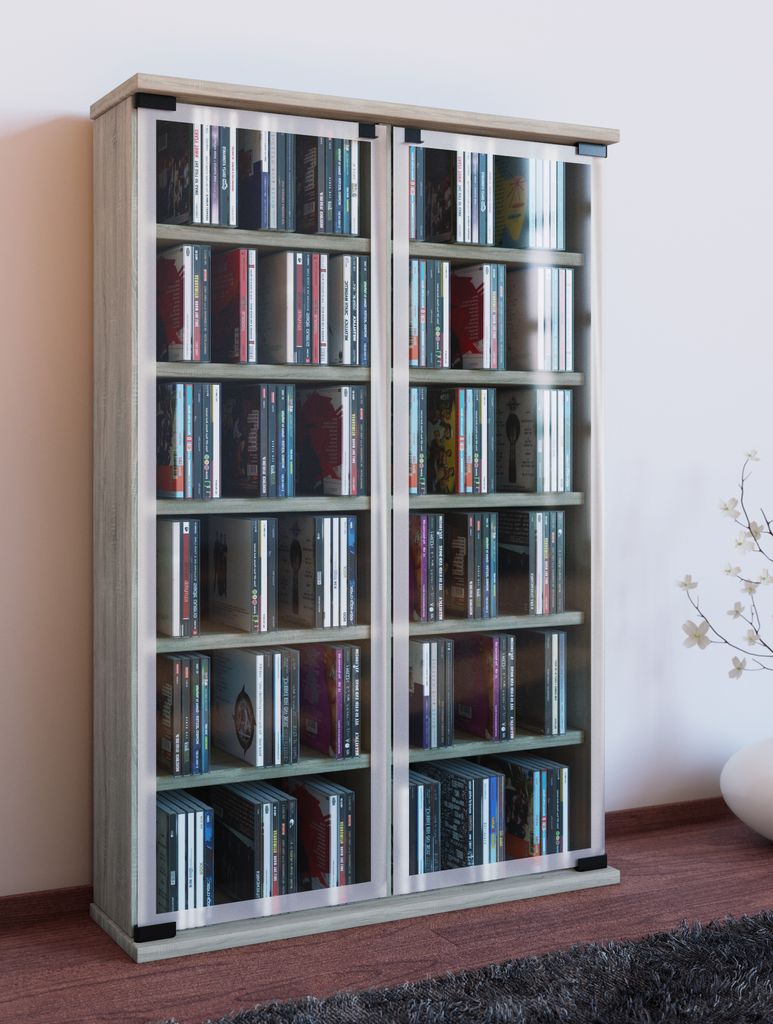 Galerie Regal , CD-Turm 12 Regale Sonoma-Eiche Nachbildung.