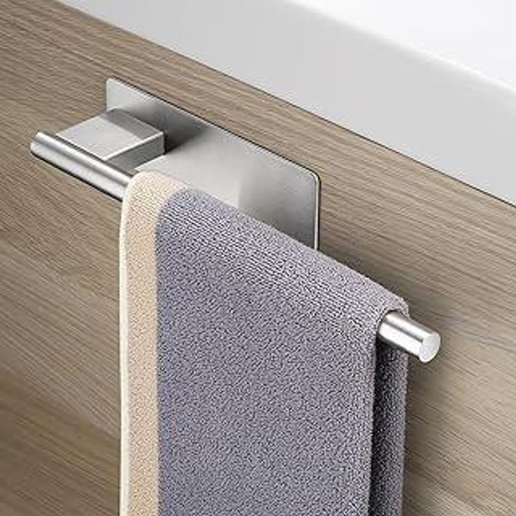 Gsocel Handtuchhalter Selbstklebend Ohne Bohren,Handtuchhalter 304 Edelstahl Handtuchstange zum Kleben für Bad und KüChe 28CM, Silber