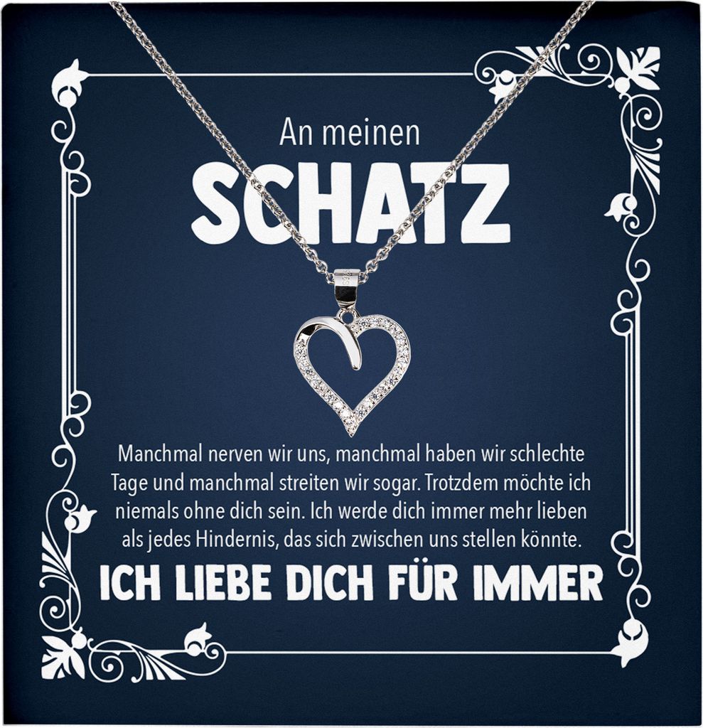 22Feels Echt Silber Halskette - Schatz Frauen Geschenk Schmuck Set Hochzeitstag Valentinstag Ehefrau Freundin Jahrestag - Herz Anhänger, Karte
