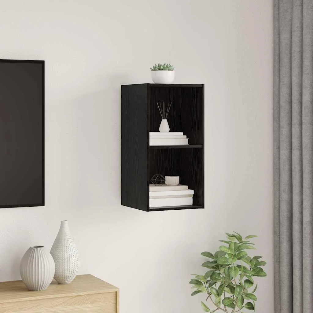 Maison Exclusive - Mobile TV da parete effetto rovere nero 37 x 37 x 72 cm