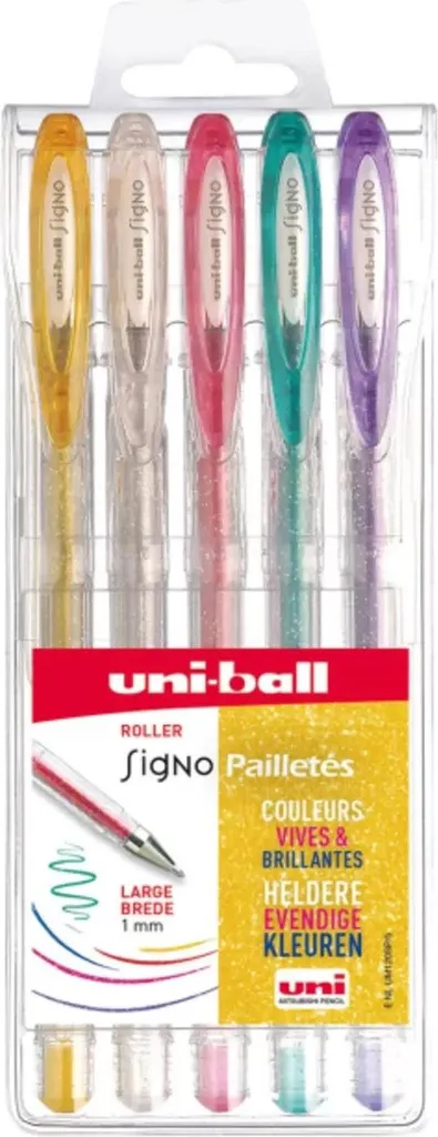 Uni-ball Stylo Gel Paillettes Set 5 Pièces 1.0mm Écriture Scintillante