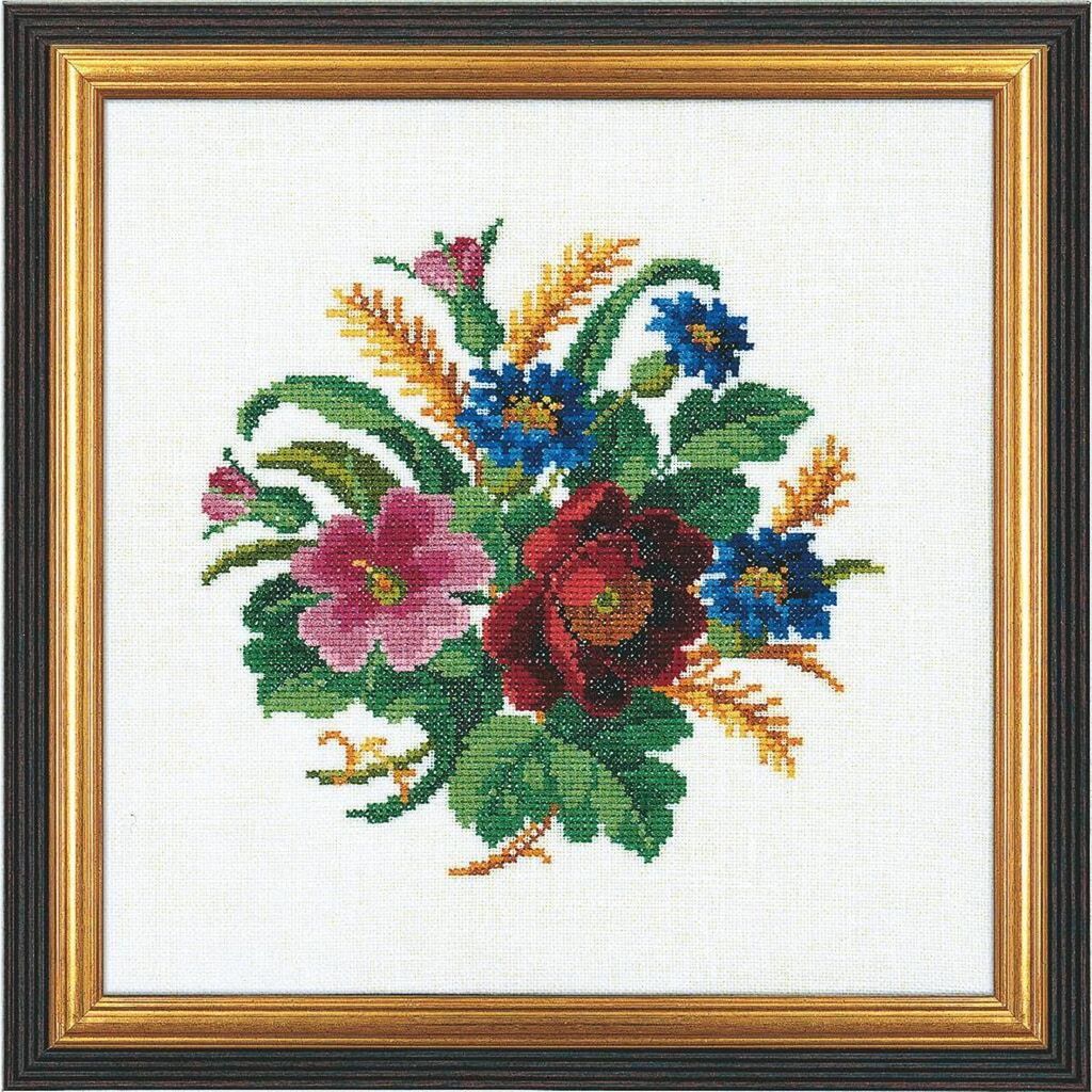Eva Rosenstand Kreuzstich Set "Kornblume und Mohn", Zählmuster, 25x25cm