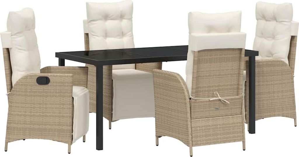 Garten Essgruppe mit Kissen 5 pcs Beige Poly-Rattan
