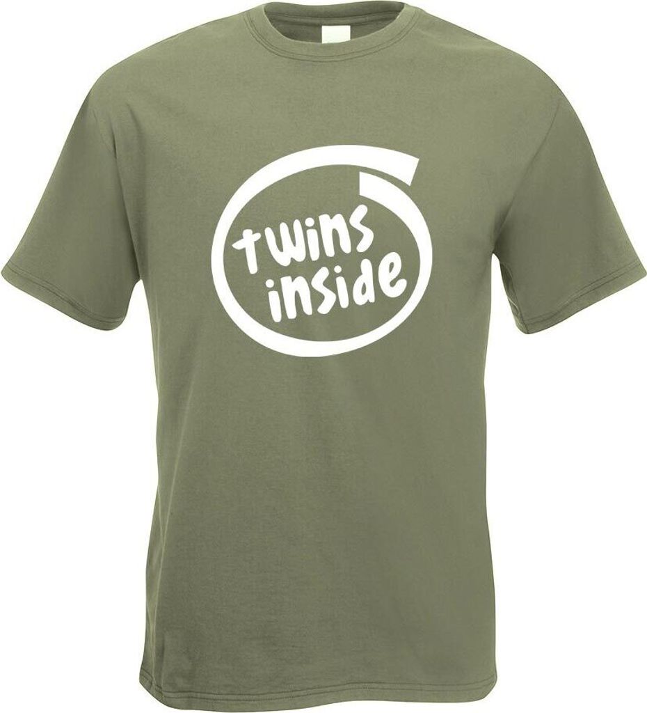 Kiwistar - T-Shirt - Olive - Twins Inside Herren Funshirt Bedruckt Design Sprüche Spruch Motive - mit Motiv Bedruckt - Funshirt Design - Sport - F...