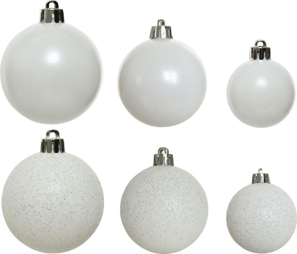 Weihnachtskugeln Kunststoff Mix 4-6cm 30er Set - Winterweiß Produktbild 