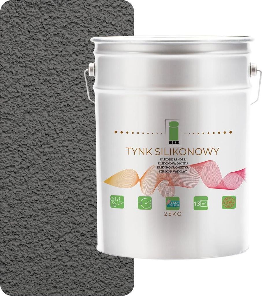 Silikonputz für Außenfassaden, geräuchert grau, 1,5 mm, Premium 25 kg