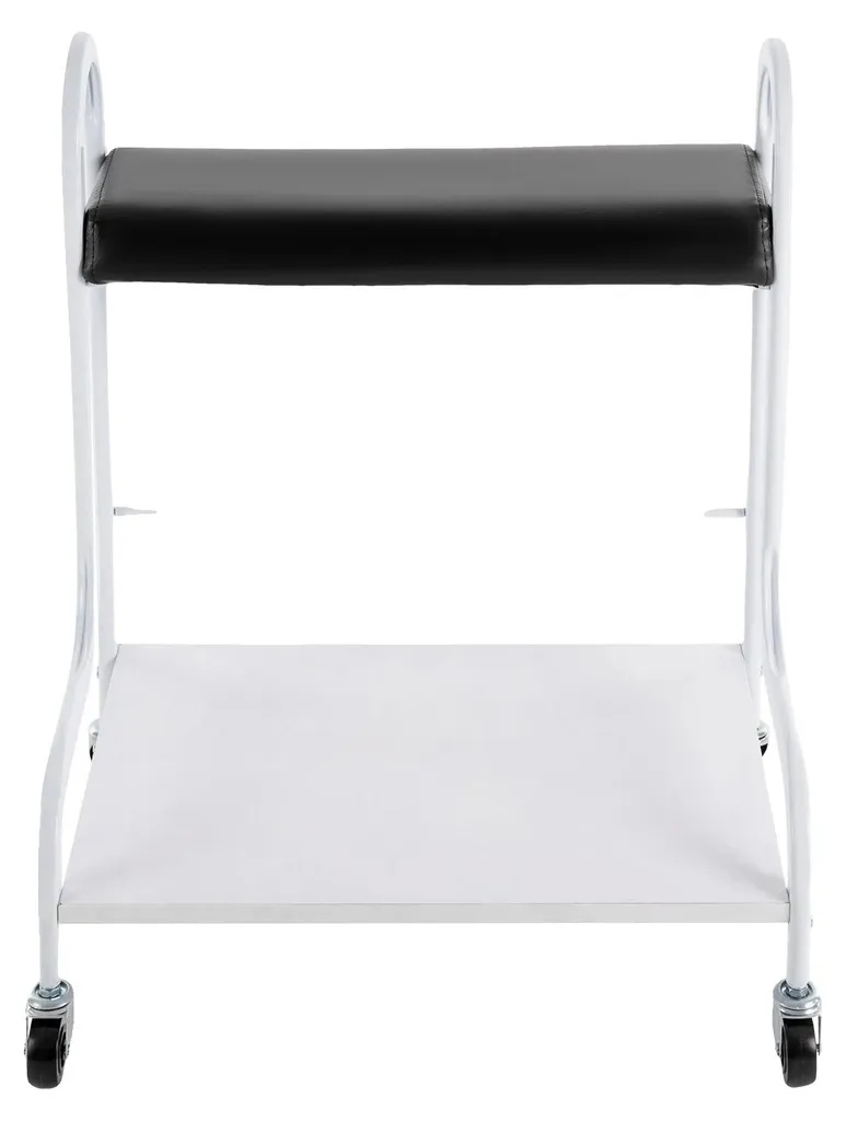 Chariot pour bain de pieds blanc en métal robuste avec roulettes pivotantes