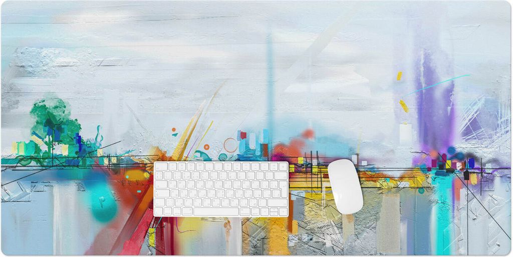 Abstrakte Landschaft – Schreibtischunterlage – Rutschfeste Tischunterlage – Schreibtischmatte für Büro & Zuhause – Schreibunterlage – M...