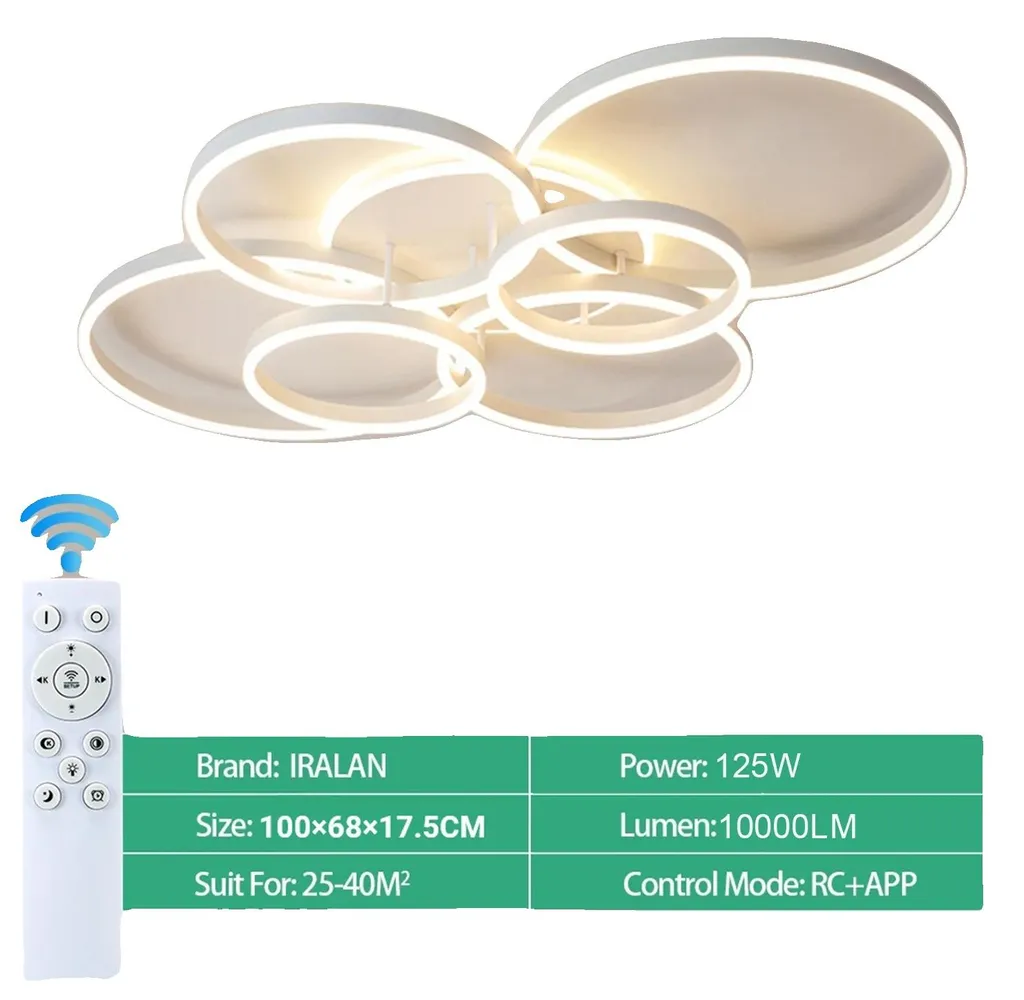 Plafonnier LED Design Moderne 6 Têtes Variable - Éclairage Salon Blanc