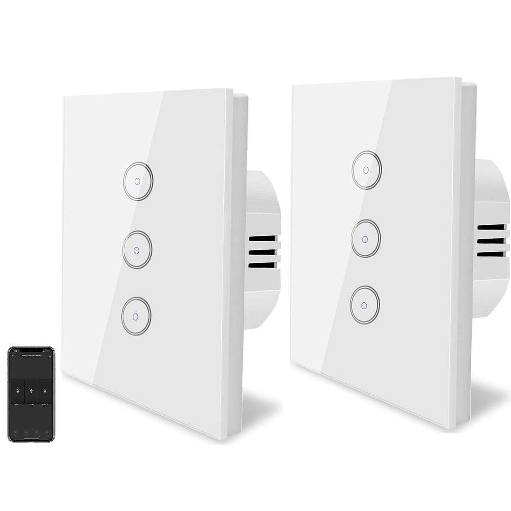 ZigBee Smart Alexa Lichtschalter, Unterputz WLAN Schalter, Berührungssensor Glas, 2.4GHz Single Live Wandschalter (Hub Erforderlich) Kompatibel mi...