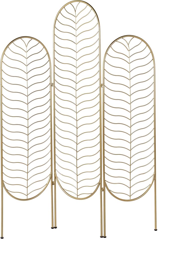 BELIANI Raumteiler Gold Eisen 120 x 160 cm 3-Teilig Freistellbar Faltbar Modern Wohnzimmer Schlafzimmer Garderobe Innenbereich Stellwand Paravent