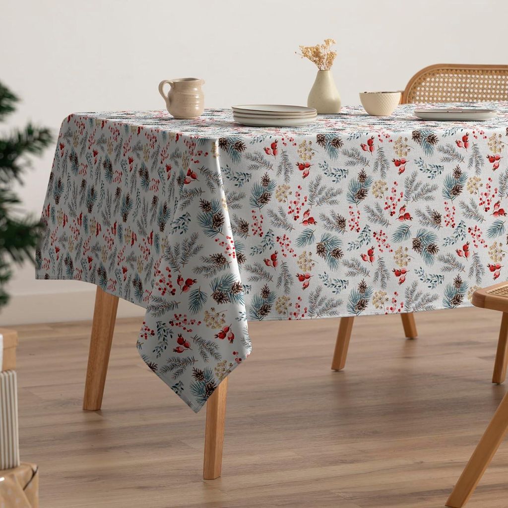 Weihnachtliche Fleckenabweisende Baumwoll-Tischdecke Rechteckig 160x240 cm