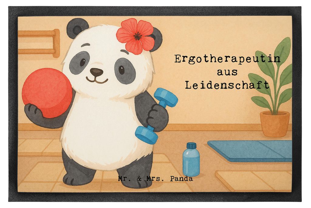 Mr. & Mrs. Panda fußmatte Ergotherapeutin Leidenschaft Design 40 x 60 cm - Weiß - Geschenk, Schmutzfangmatte, Sauberlaufmatte, Bodenvorleger, Sch...