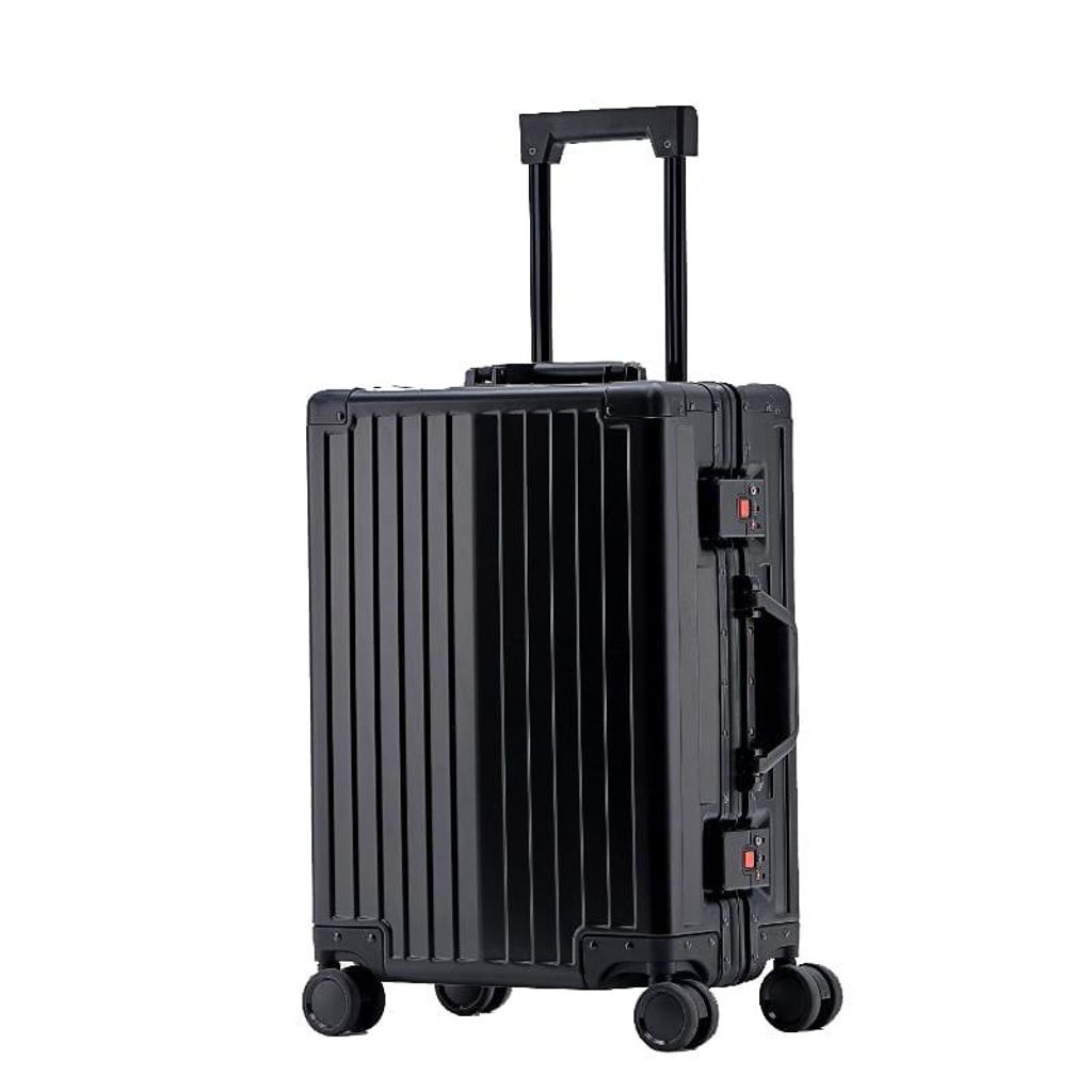 Aluminium Reisekoffer Schwarz 67 cm mittelgroß Rollen Trolley Hartschalen-Koffer bei Bowatex