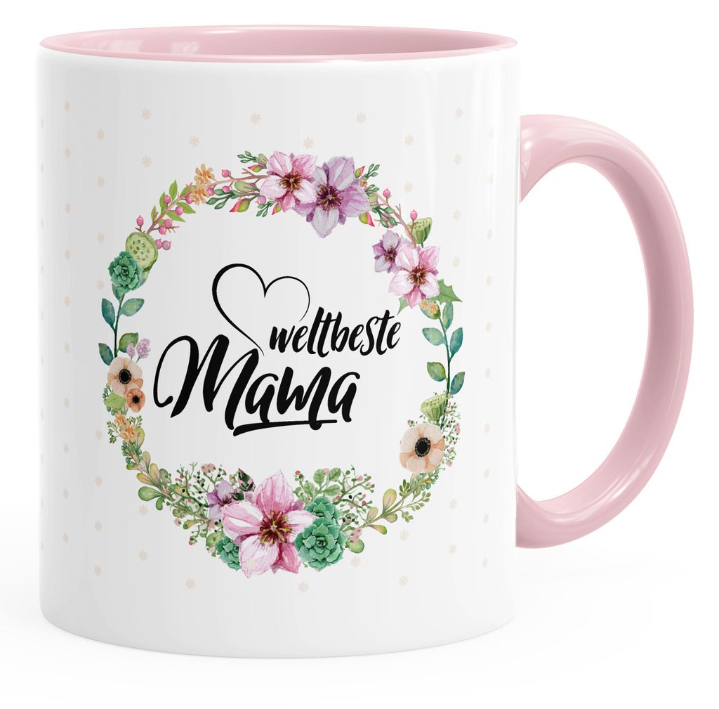 Tasse Mama rockt Geschenk zum Muttertag  Kaffeetasse einfarbig MoonWorks® 