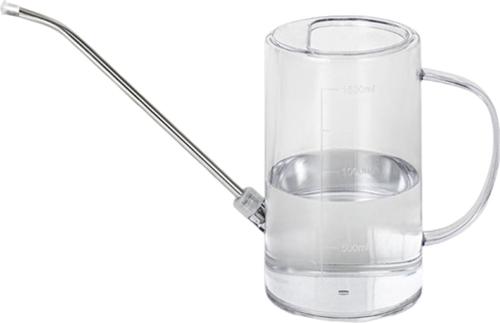 1,5 l Gießkanne aus Edelstahl mit langem Ausguss, durchscheinender Handsprühtopf für Pflanzen im Büro, Garten, Innen- und Außenbereich