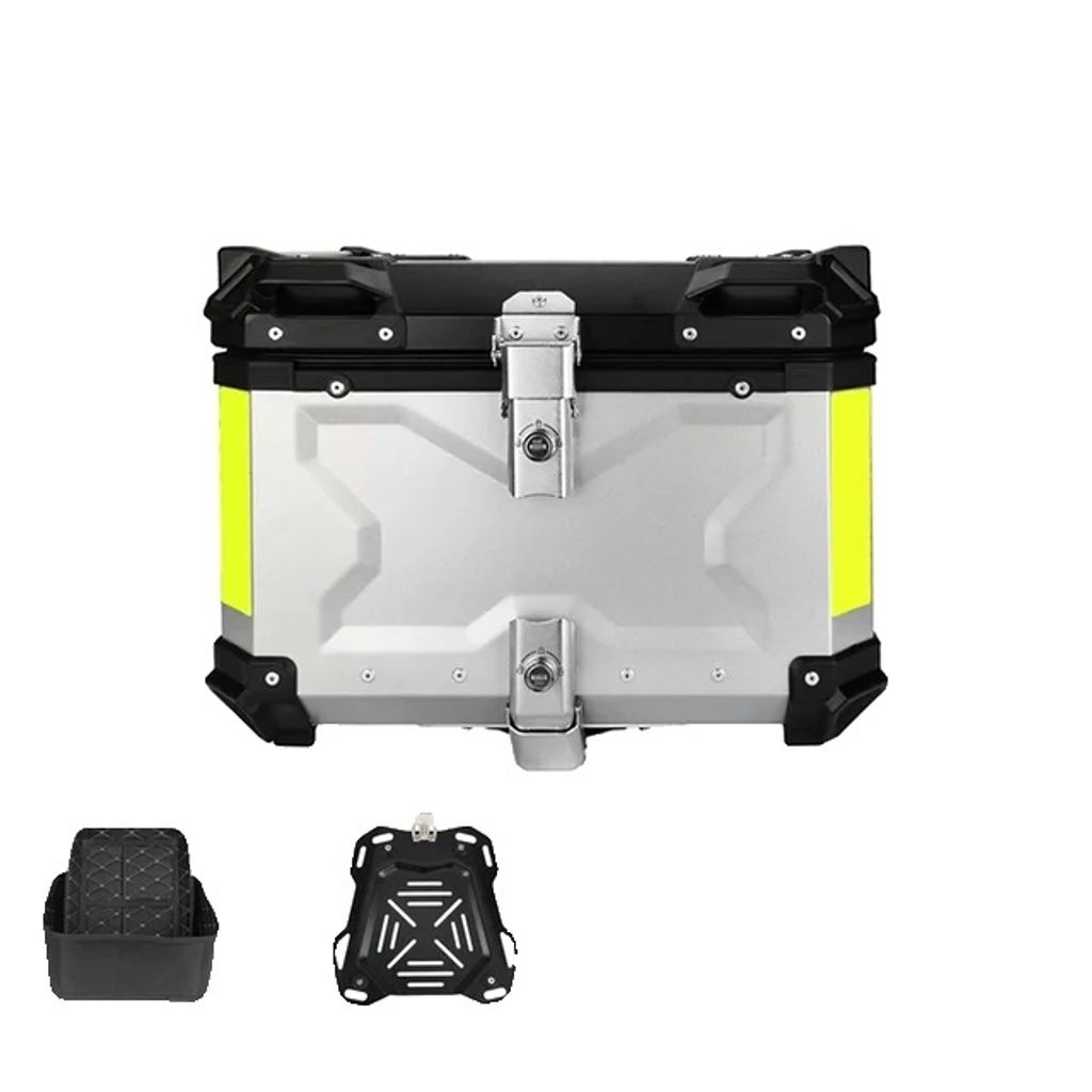 Motorrad-Heckbox, wasserdicht, langlebige Aluminiumkonstruktion, 45L X Silber