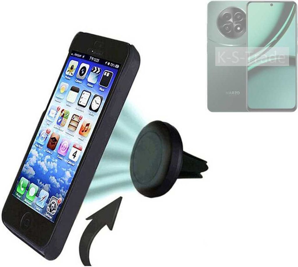 K-S-Trade Kompatibel mit Realme Narzo 70x 5G Auto Handy Halterung KFZ Halter Lüftungsgitterhalterung Air Vent mount Smartphone Halter