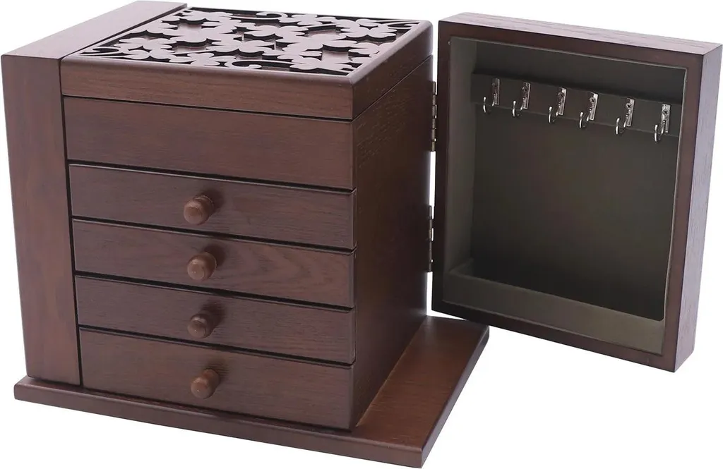Rangement bijoux en bois 4 tiroirs pour organiser bagues et boucles