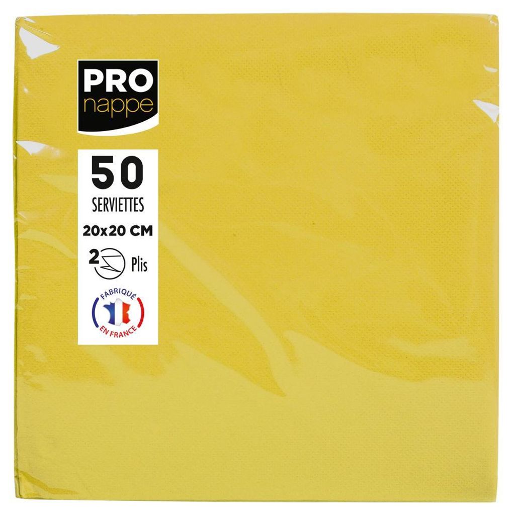 PROnappe Papierservietten Gelb 20 cm x 20 cm 50 Stück Produktbild 