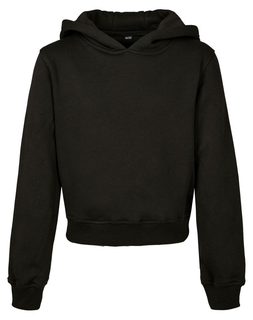 Build Your Brand - Kurzes Hoodie für Mädchen LT2150 (116) (Schwarz)