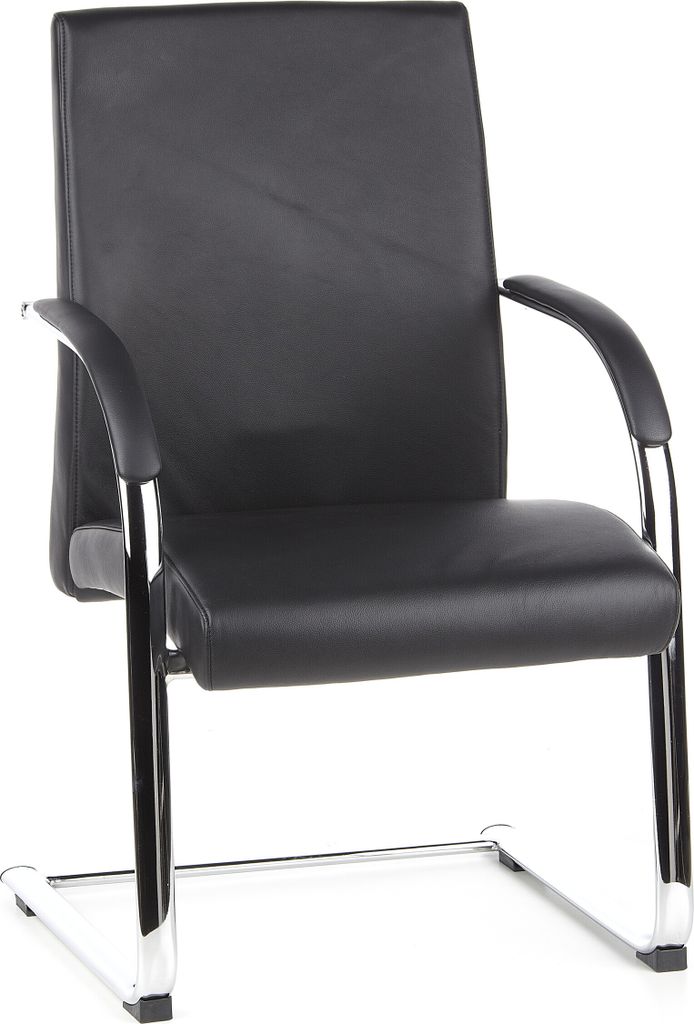hjh OFFICE Freischwinger mit Armlehnen BAROLO V Leder Stuhl für Büro Zuhause, Besucherstuhl Schwingstuhl bis 110 kg belastbar