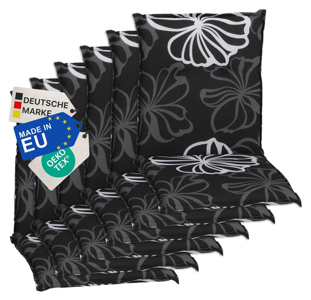 NYVI Gartenstuhl Auflagen Niedriglehner 6er Set Barcelona - UV-Beständig, Atmungsaktiv, Strapazierfähig - Niedriglehnerauflagen Outdoor - Sitzauf...