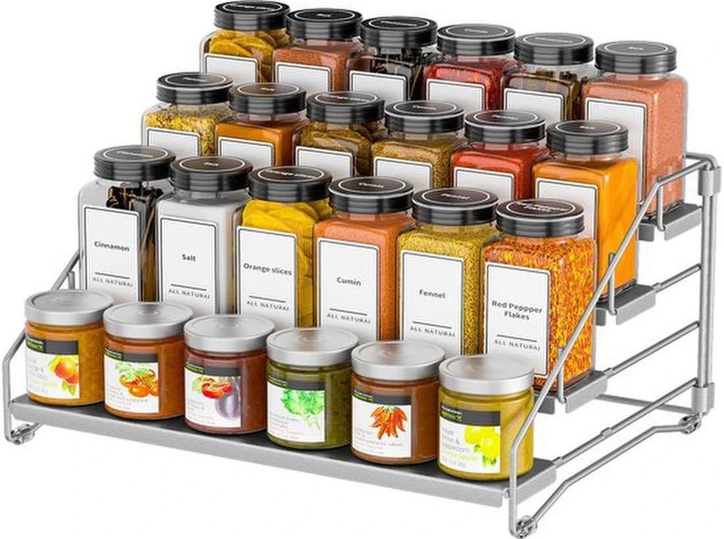 Unyqoos Kräuterregal mit 4 verstellbaren Ebenen für optimale Küchenorganisation, ideal für 48 Gewürzgläser