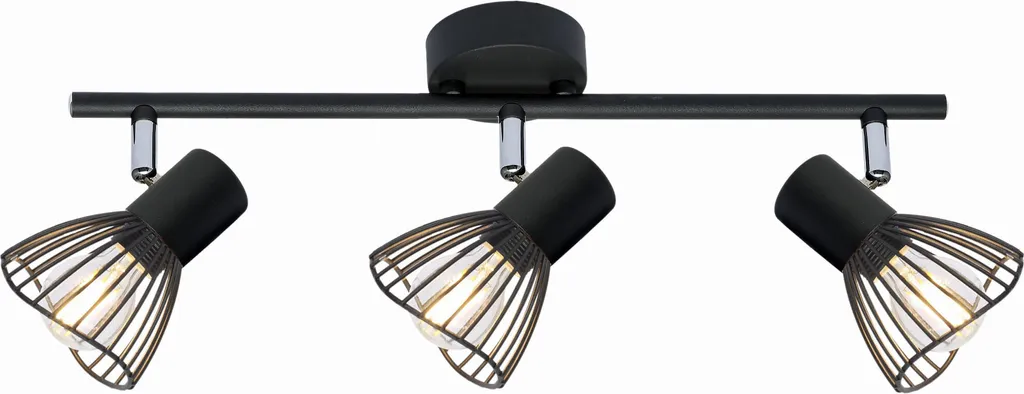 Rampe de spots de plafond noire FLY 3 points lumineux métal Candellux