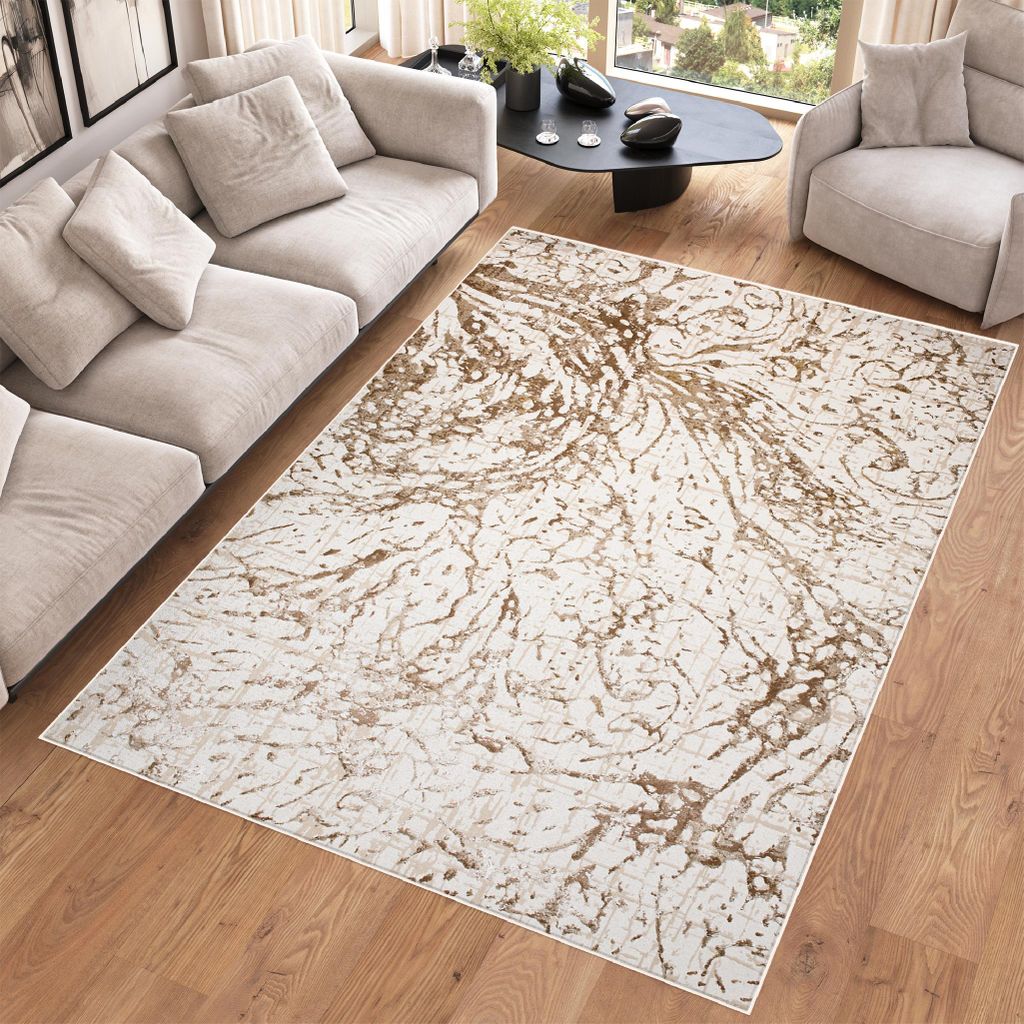 Tapiso Teppich HERA Modern Creme Beige Wohnzimmer Schlafzimmer 120 x 170 cm