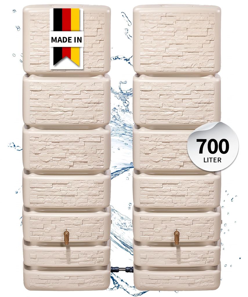 4rain SLIM STONE DECOR wandtank SET 700 L zandbeige, 2x Productafbeelding  AI-gegenereerde afbeelding