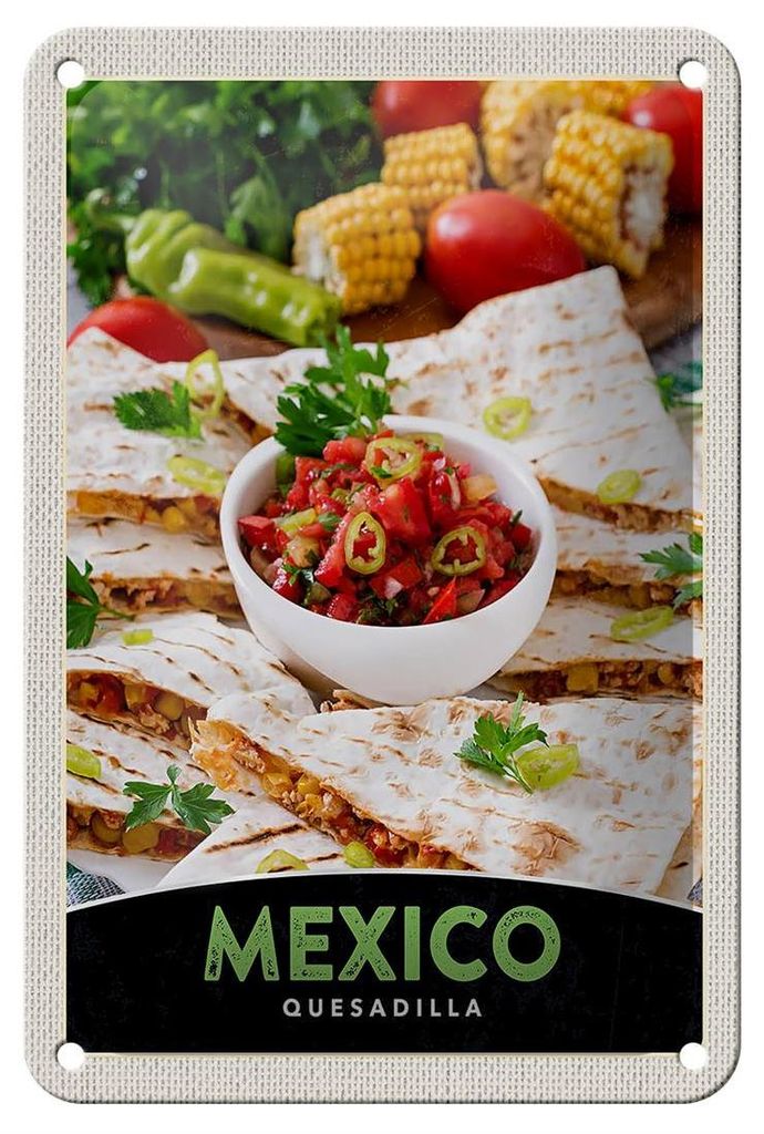 Blechschild Reise 12x18cm Mexiko Quesadilla Amerika scharf Produktbild 