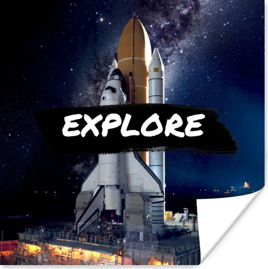 MuchoWow Poster Weltraum - 'Erforschen' - Zitate - Sprichwörter - Kinder - Kinder - Jungen 75x75 cm - Wand Dekoration